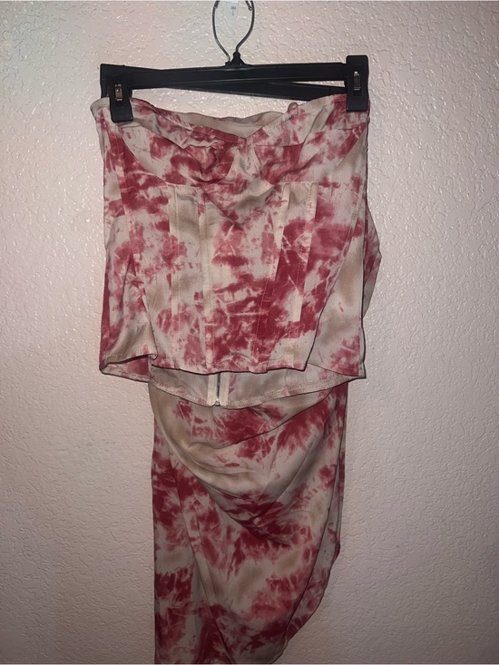 PrettyLittleThing Dresses & Skirts - NWT PrettyLittleThing Pink and Cream Set Asymmetrical Tie-Dye Skirt and Top
